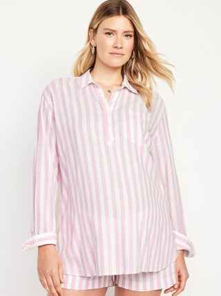 Maternity Boyfriend Popover Shirt | Old Navy (US)