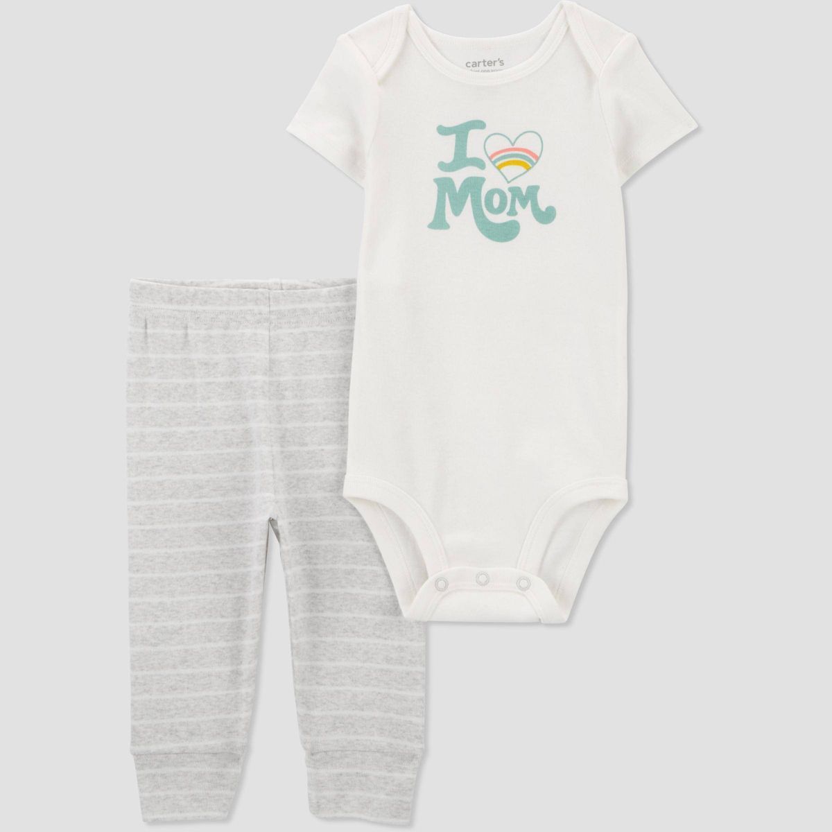 Carter's Just One You®️ Baby 2pc Family Love I Love Mom Top & Bottom Set - Gray/Blue/White | Target