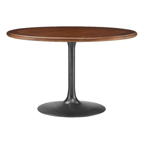Modway Lippa 48 Inch Round Wood Dining Table with Metal Pedestal in Black Walnut - Modern Industrial Dining Table for 4 People - Solid Wood Tulip Kitchen Table | Amazon (US)