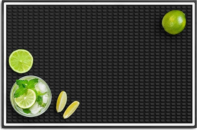 Premium Bar Mat for Home Bar: Elegant Bar Mats for Countertop with White Border - Essential Bar A... | Amazon (US)