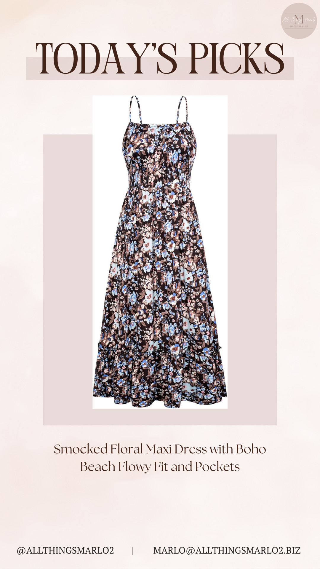 Smocked Floral Maxi Dress with Boho Beach Flowy Fit and Pockets 

 #LTKSeasonal #LTKWorkwear #LTKTravel