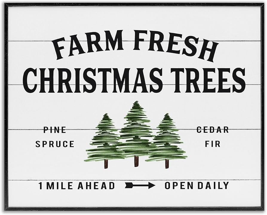 Stupell Industries White Planked Look Holiday Farm Fresh Christmas Trees Spruce and Fir Framed Giclee Texturized Art, 16 x 20, Multi-Color | Amazon (US)