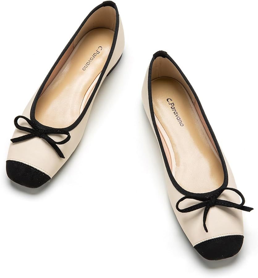 C.Paravano Women's Flats, Ballet Flats for Women | Round Toe, Soft Leather Shoes, Dressy Shoes, U... | Amazon (US)