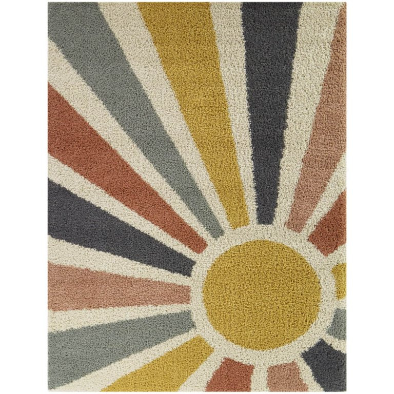 Balta Helia Rainbow Sunrise Shag Area Rug Multicolor 5'3" x 7' 5' x 8' Gold, Navy, Sage | Walmart (US)