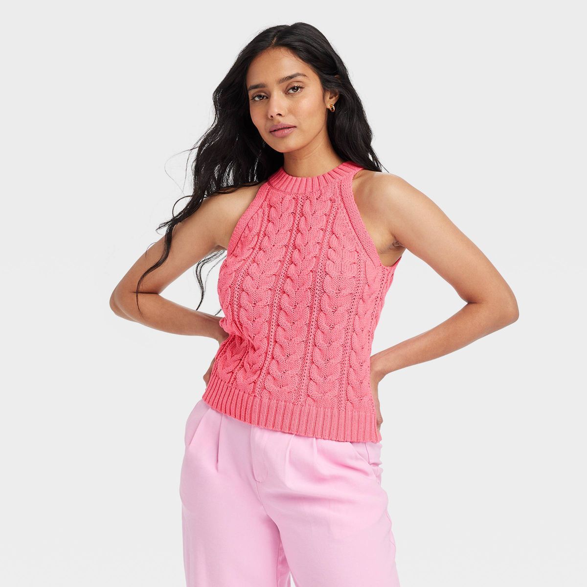 Women's Halter Neck Pullover Sweater - A New Day™ Pink XS | Target