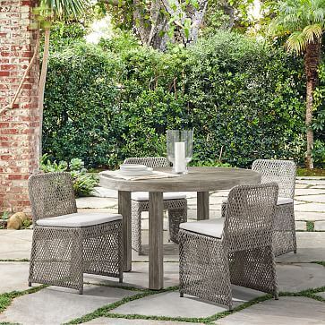 Portside Outdoor Round Dining Table (48"–60") & Coastal Chairs Set | West Elm (US)