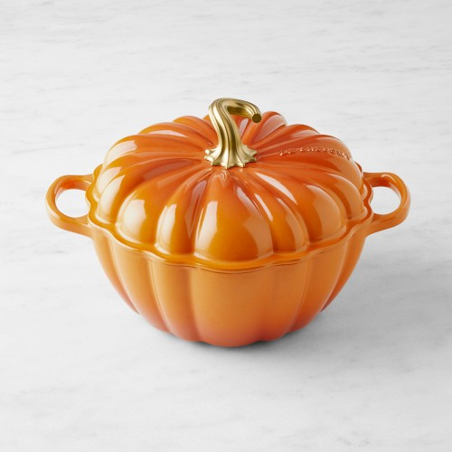 Le Creuset Enameled Cast Iron Pumpkin Cocotte, 4-Qt., Persimmon with Brass Knob | Williams-Sonoma