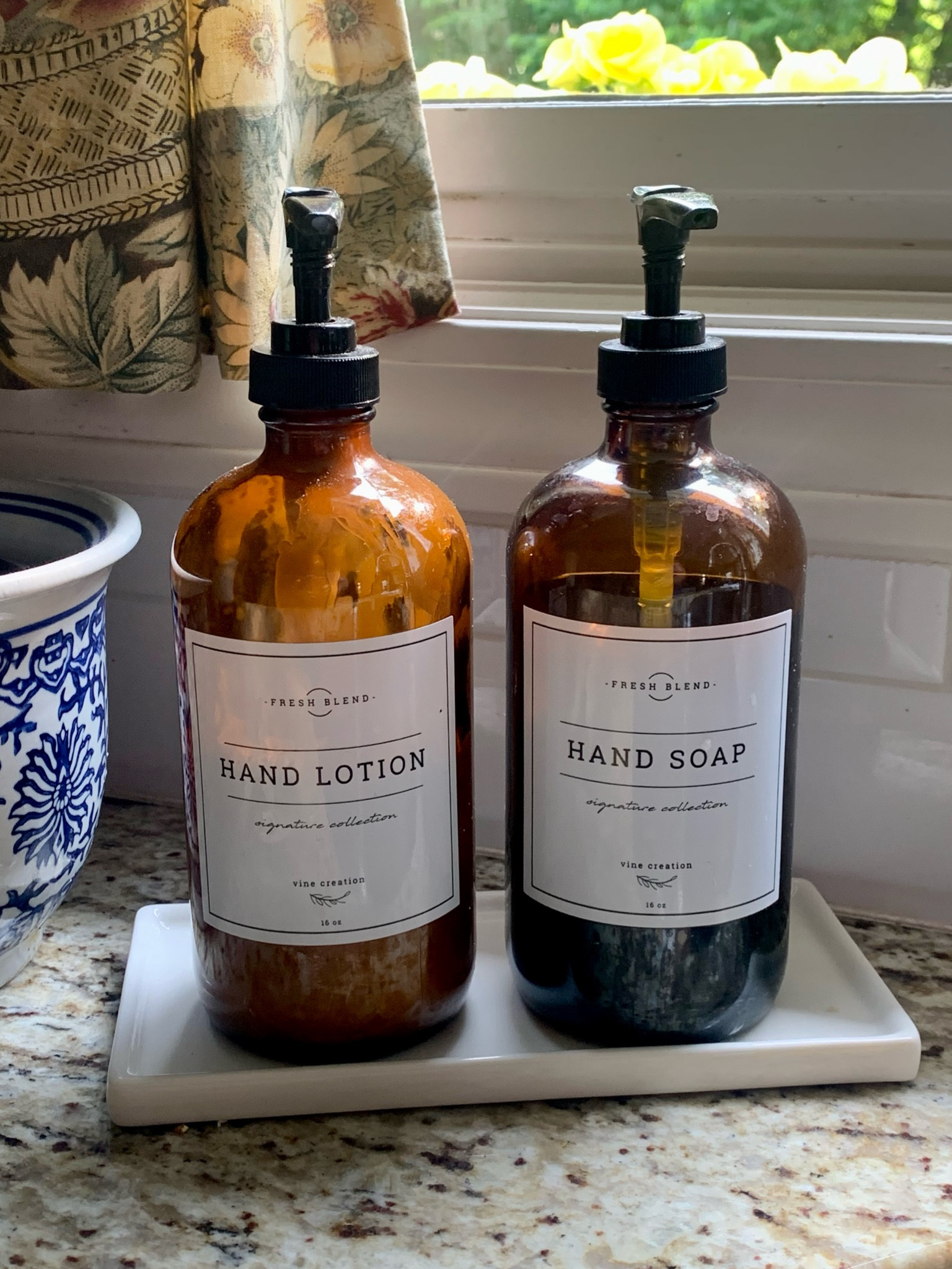 Amber bottles with multiple labels for hand soap, dish soap, hand lotion, etc.

#LTKFind #LTKhome