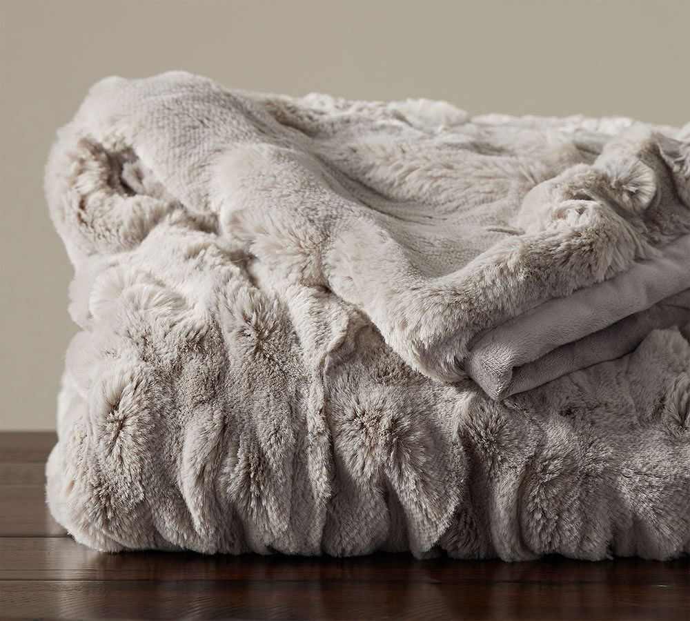 Faux Fur Ruched Throws | Pottery Barn (US)