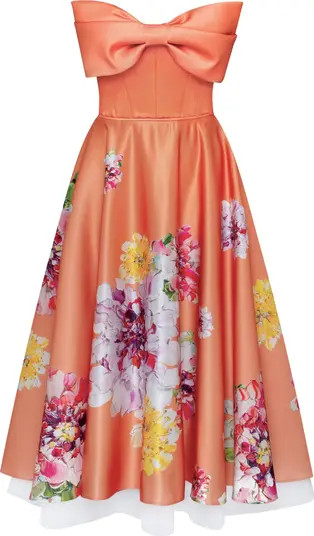 Playful floral midi dress with bow | Nordstrom