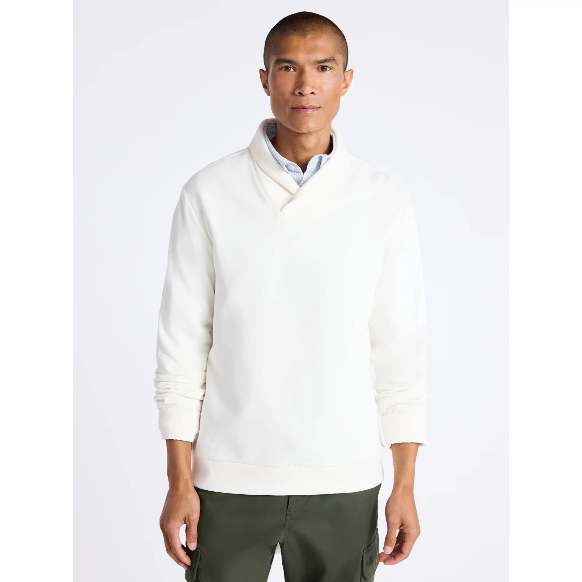 Free Assembly Men's Shawl Collar Fleece Sweatshirt, Sizes S-3XL | Walmart (US)