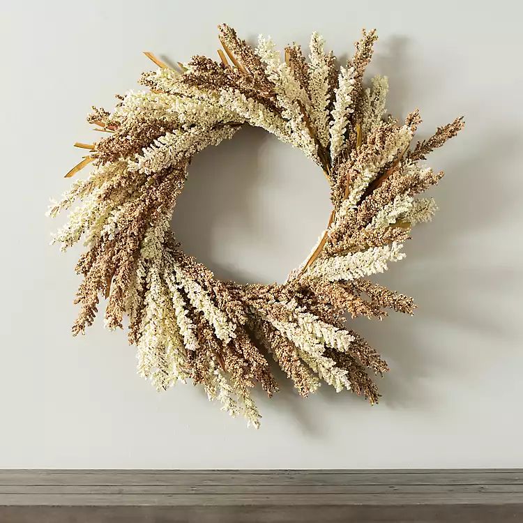New!Natural Foam Heather Wheat Wreath | Kirkland's Home