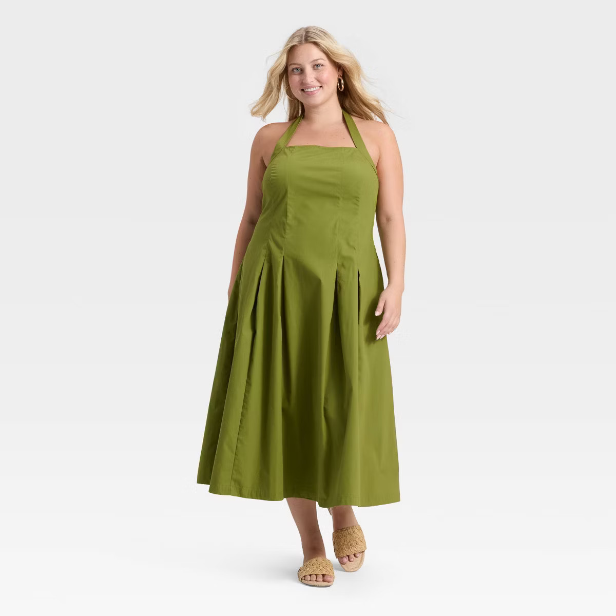 Women's Midi Halter Dress - A New Day™ Olive M | Target