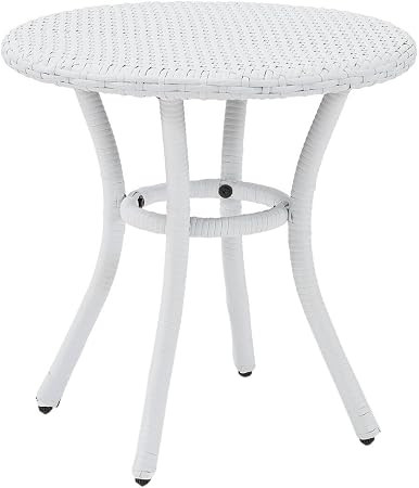 Crosley Furniture CO7217-WH Palm Harbor Outdoor Wicker Round Side Table, White | Amazon (US)