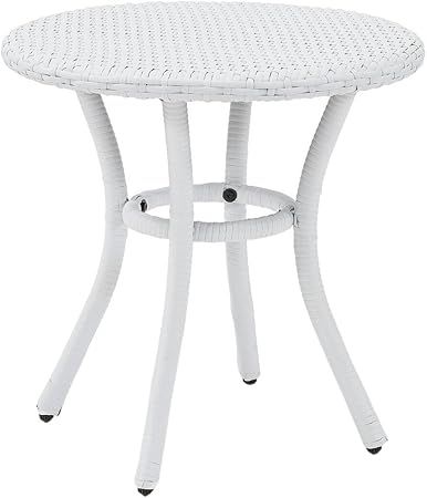 Crosley Furniture CO7217-WH Palm Harbor Outdoor Wicker Round Side Table, White | Amazon (US)