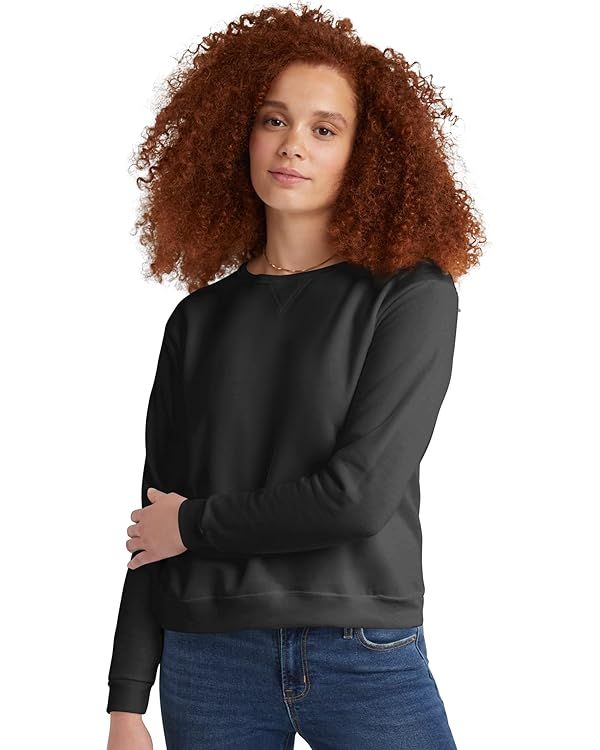 Hanes Women’s Crewneck Sweatshirt, Soft Fleece EcoSmart Long Sleeve Sweatshirt | Amazon (US)