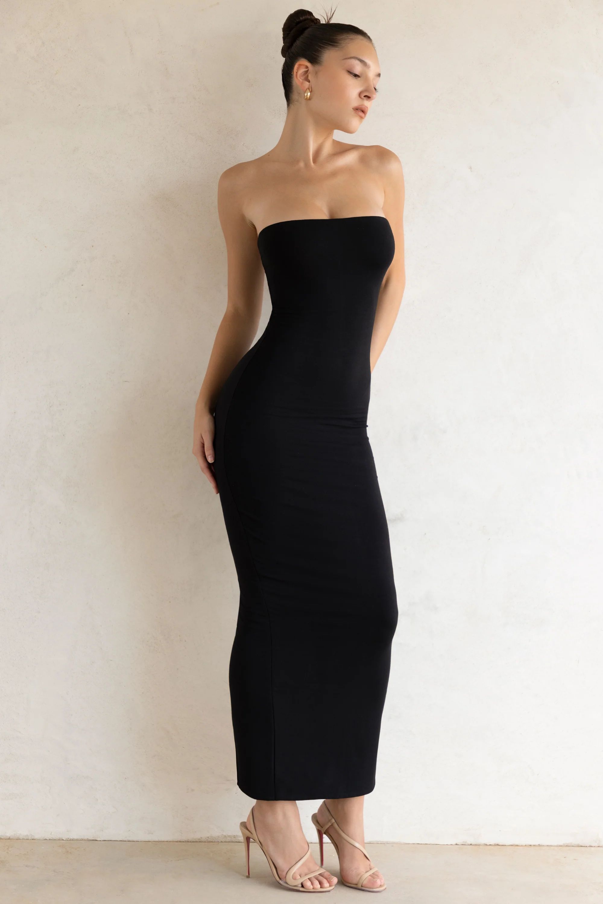 Bandeau Maxi Dress in Black | Oh Polly