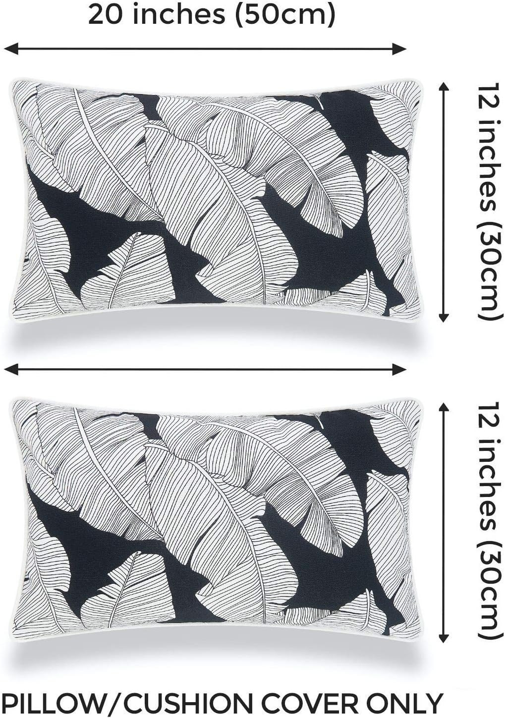 Hofdeco Patio Indoor Outdoor Lumbar Pillow Cover ONLY, for Backyard, Couch, Sofa, Black White Tro... | Amazon (US)