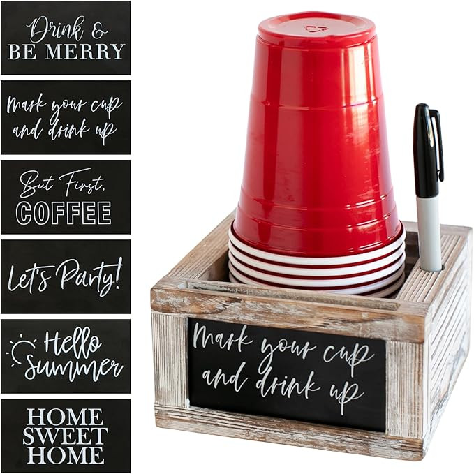 Ford & Row Mark Your Cup and Drink Up Cup Holder - Super Bowl Party Decorations - House Warming G... | Amazon (US)
