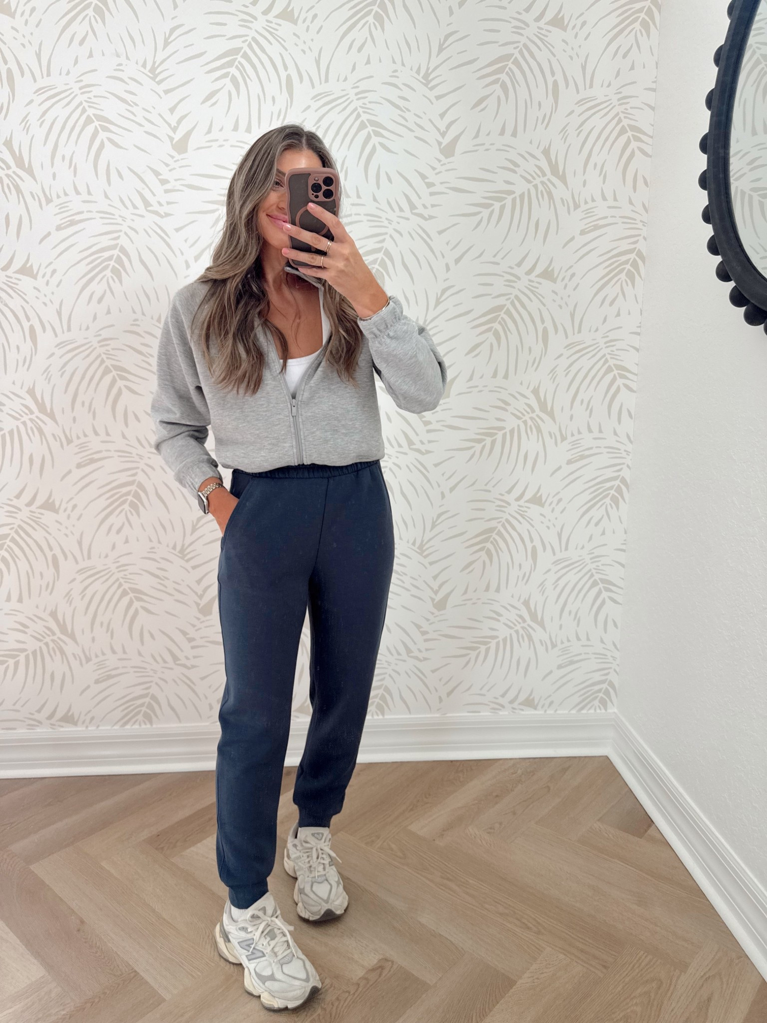 BEST JOGGERS EVER 👏🏻 S joggers for loose fit — you can see the XS small in grey on me in my recent old navy reel! If you want them more fitted you can go down since they run baggy. I personally wanted them that way! Up to your preference. // s tank.. has a bra built in!! Such an essential! Makes life so easy. Def grab more than one for going into spring break and summer! // XS jacket. OBSESSED w this. // and my most worn sneakers of all time linked too!! 