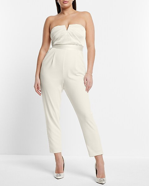 Bridal Satin Strapless Jumpsuit | Express