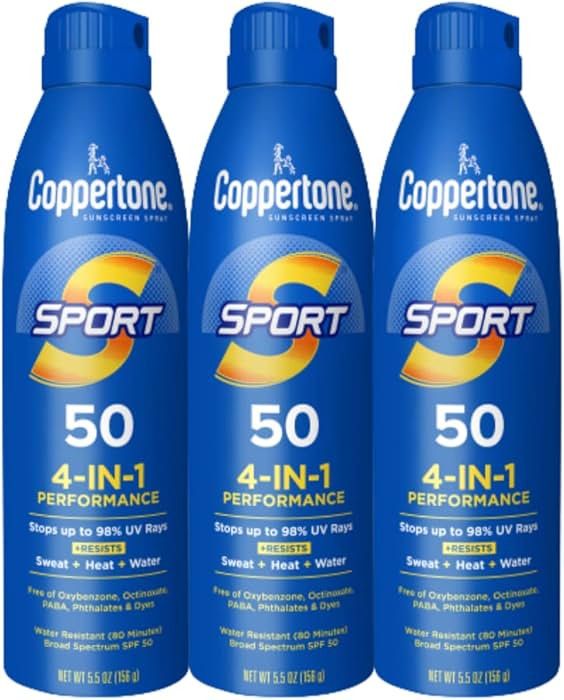Coppertone Sport Sunscreen Spray SPF 50, Water Resistant Spray Sunscreen Bulk Pack, 5.5 Oz, Pack ... | Amazon (US)