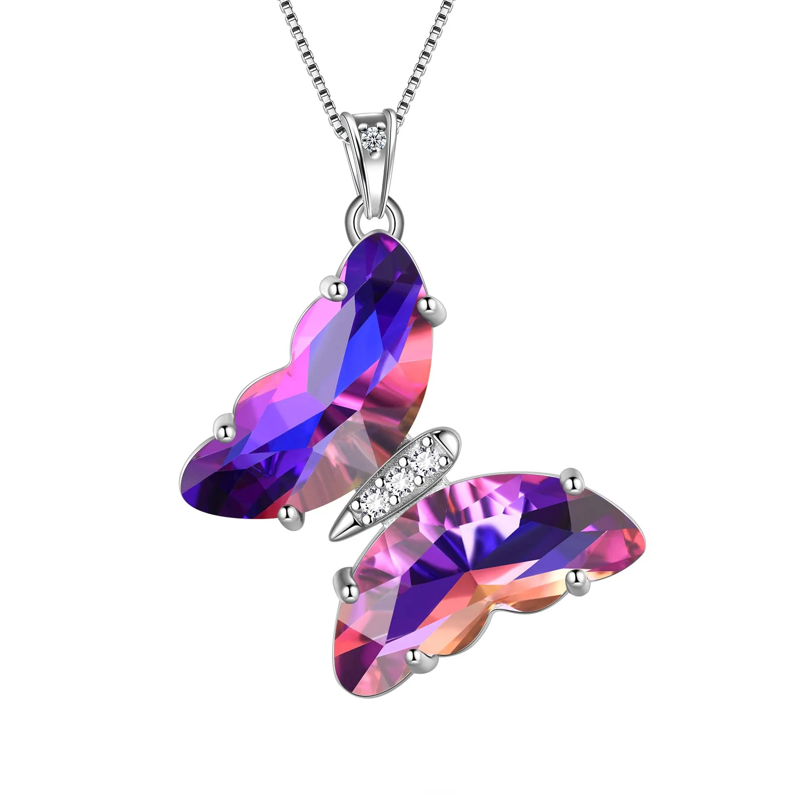 Purple Butterfly Necklace February Amethyst Birthstone Pendant Sterling Silver Jewelry Girls Wome... | Walmart (US)