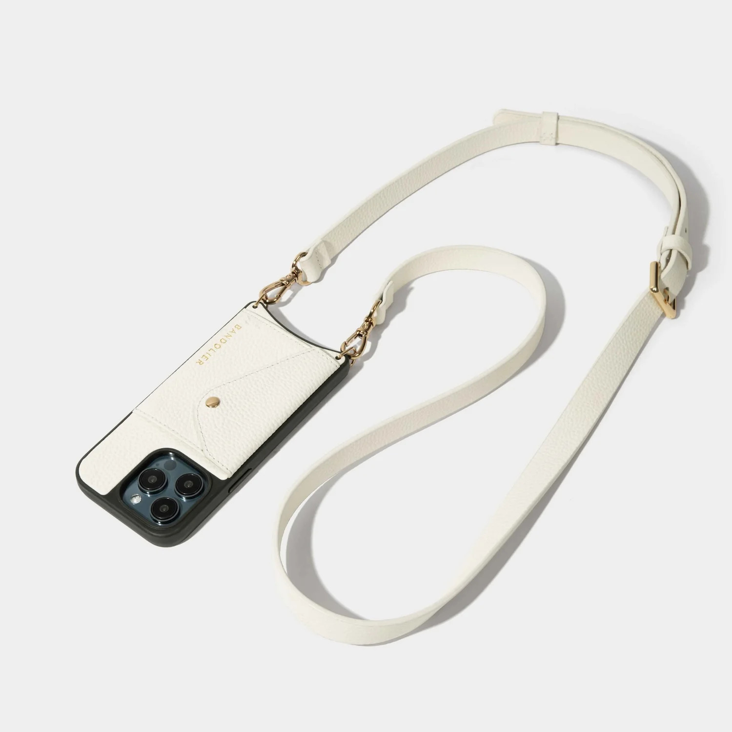 Hailey Side Slot Leather Crossbody Bandolier - Ivory/Gold | Bandolier