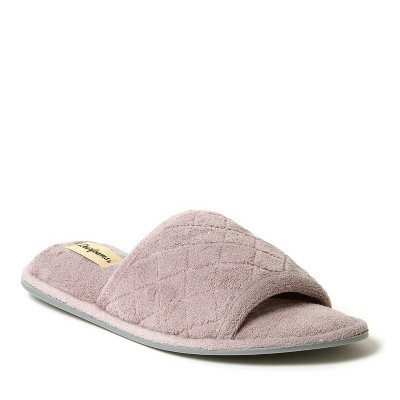 Dearfoams Women's Beatrice Quilted Microfiber Terry Shower Slide House Slipper - Frosted Plum Siz... | Target