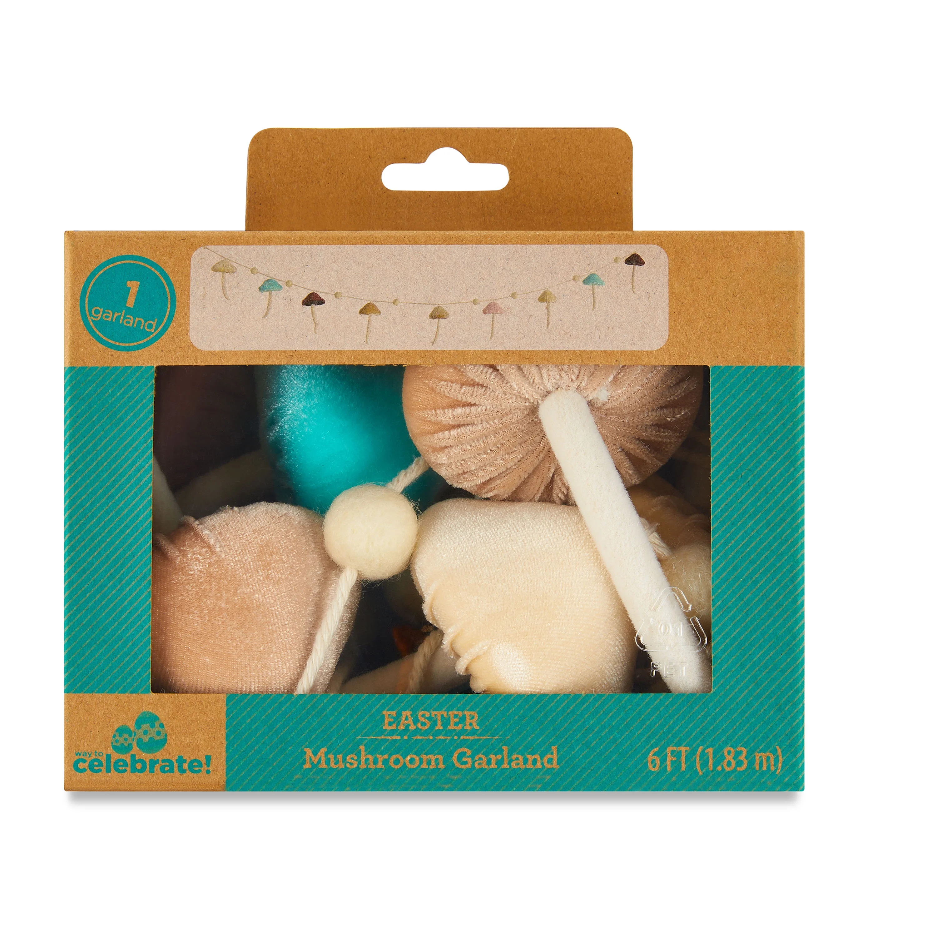 Easter Velvet Mushroom Decorative Garland, 6', by Way To Celebrate - Walmart.com | Walmart (US)