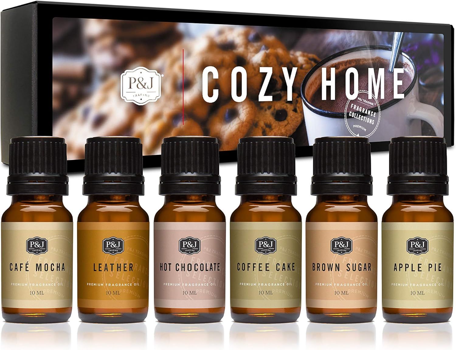 P&J Fragrance Oil Cozy Home Set | Brown Sugar, Apple Pie, Coffee Cake, Café Mocha, Leather, Hot ... | Amazon (US)