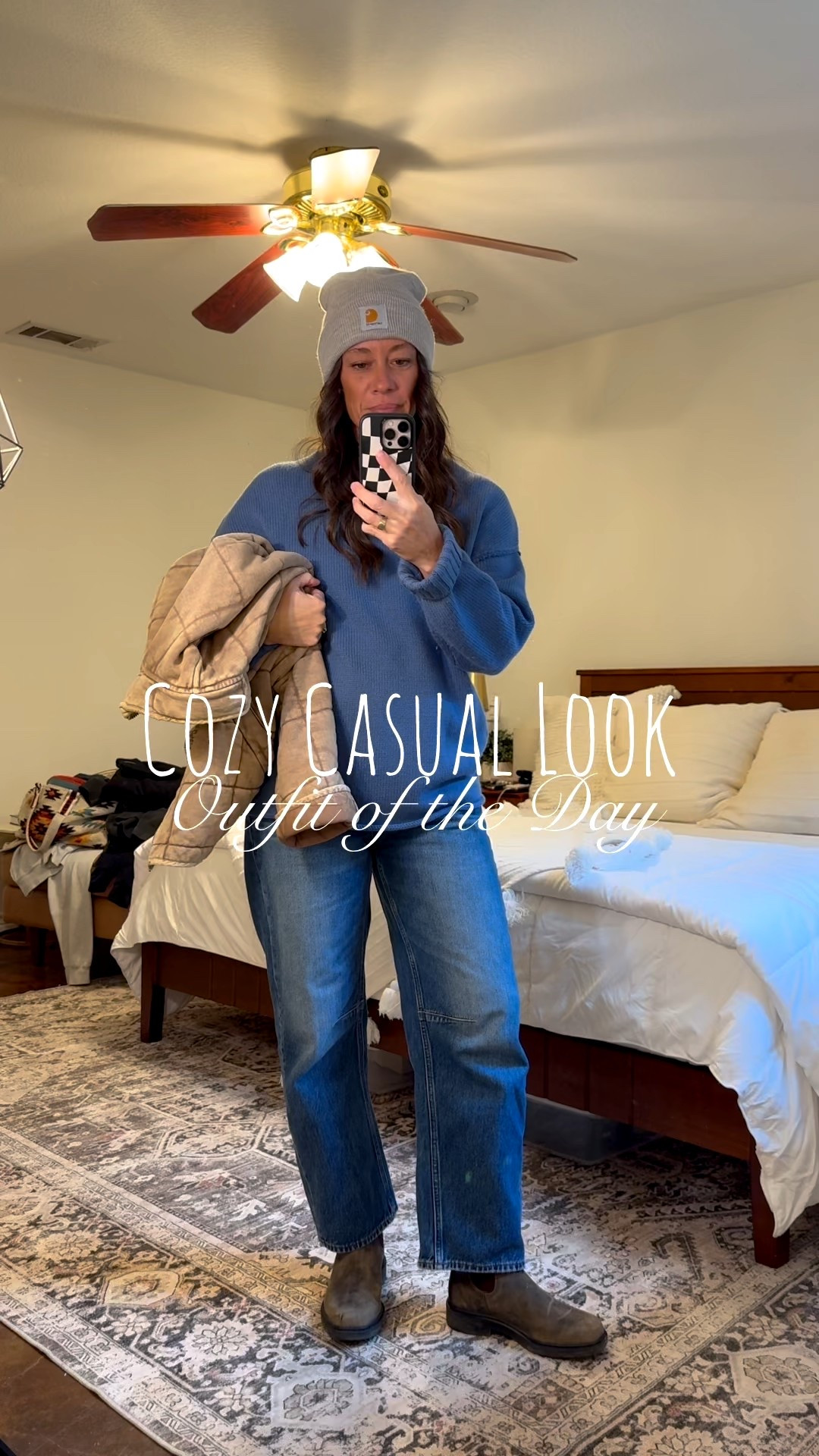 Sharing my casual elevated comfortable outfit for the day⛅️. Its simple but elevated look just by adding accessories like this cute beanie, sneakers, and jewelry.

Comfort is key for those busy days🗓️ so this will be my go to look most days. 

I love these barrel jeans on Cyber Sale now! 

This Dolman quilted jacket from Free Poeple is my go to winter jacket, paired with a cozy sweater,  Blundstone Boots 🥾, and my favorite Carhartt beanie. 

📏Wearing a size small in the sweater, size 26 jeans, and my dolman quilted jacket is a small as well. 

Weight 130lbs, Height 5’5”. 

#LTKCyberWeek #LTKSaleAlert #LTKootd