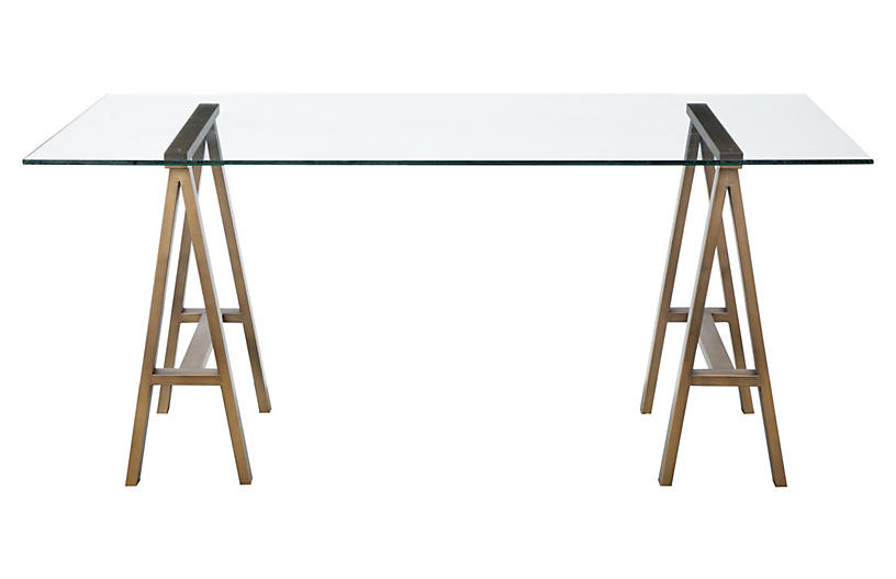 Brady Desk, Brushed Brass | One Kings Lane