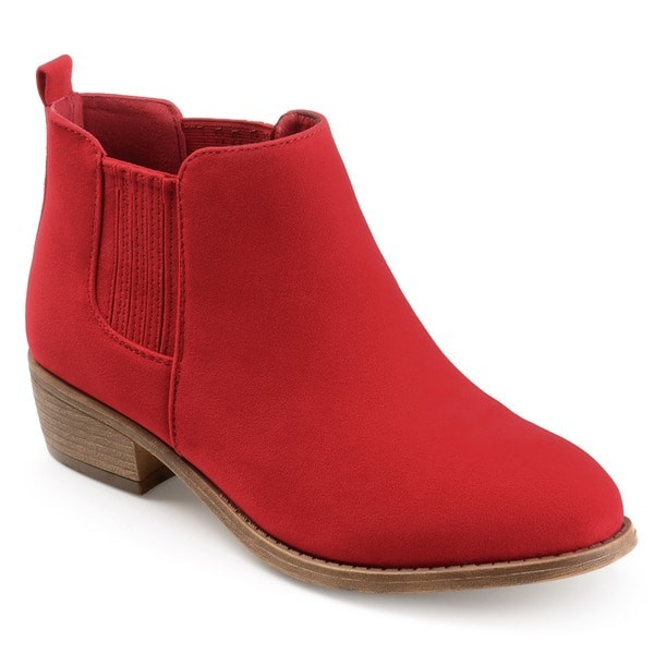 Journee Collection Women's Ramsey Faux Suede Stacked Heel Ankle Boots | Bed Bath & Beyond