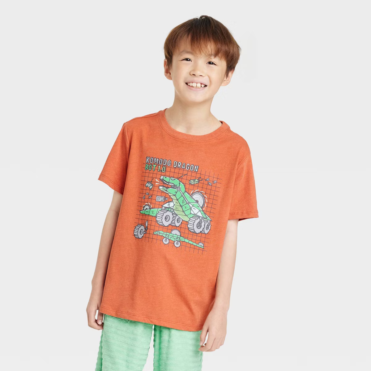 Boys' Short Sleeve Komodo Dragon Bot Graphic T-Shirt - Cat & Jack™ Orange | Target
