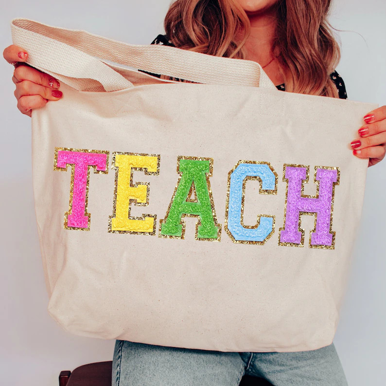 Embroidered Teacher Tote Bag, Teacher Gifts Back to School Teacher Gift First Day of School Teach... | Etsy (US)