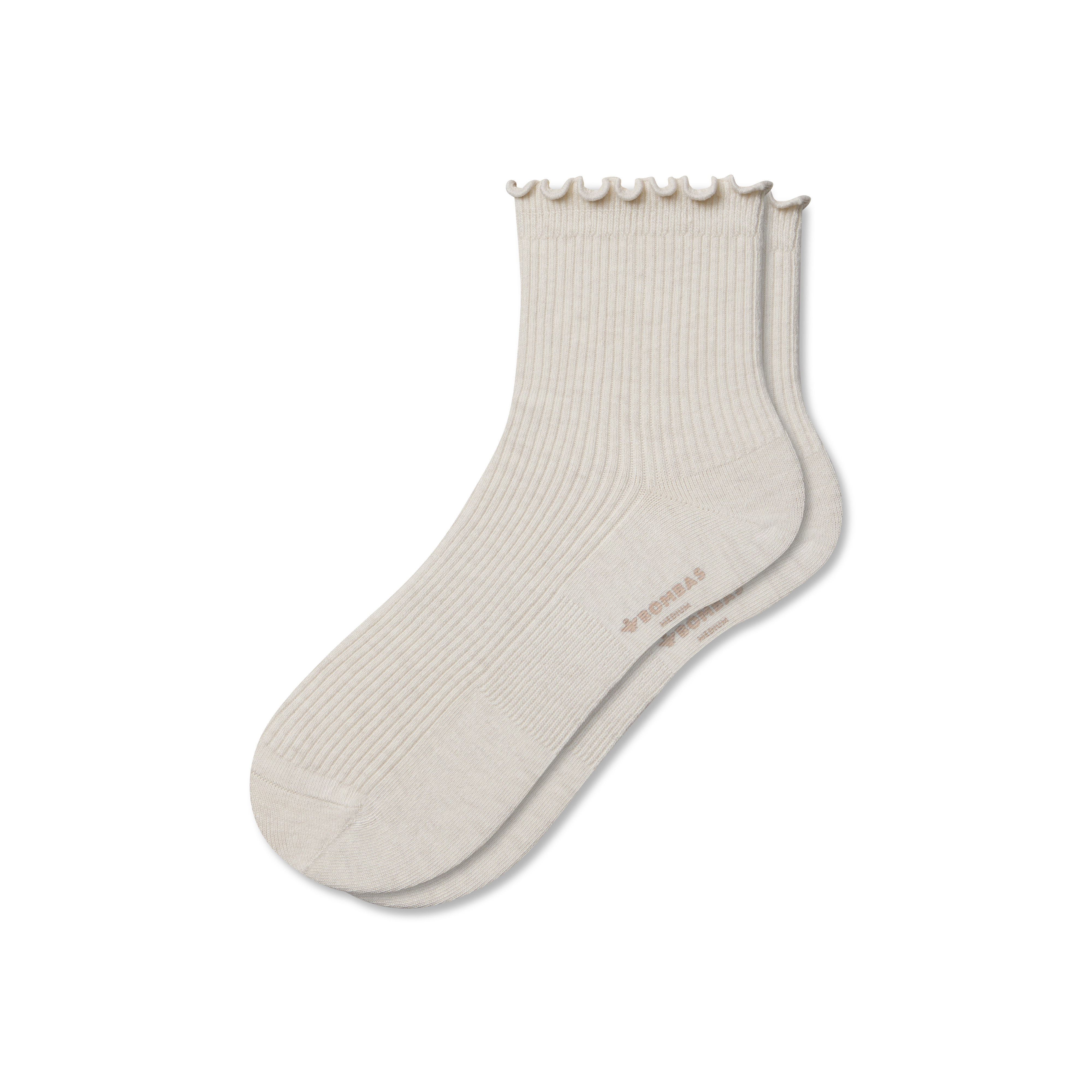 Women's Ruffle Rib Quarter Socks - Sand Heather - Medium - Cotton Blend - Bombas | Bombas