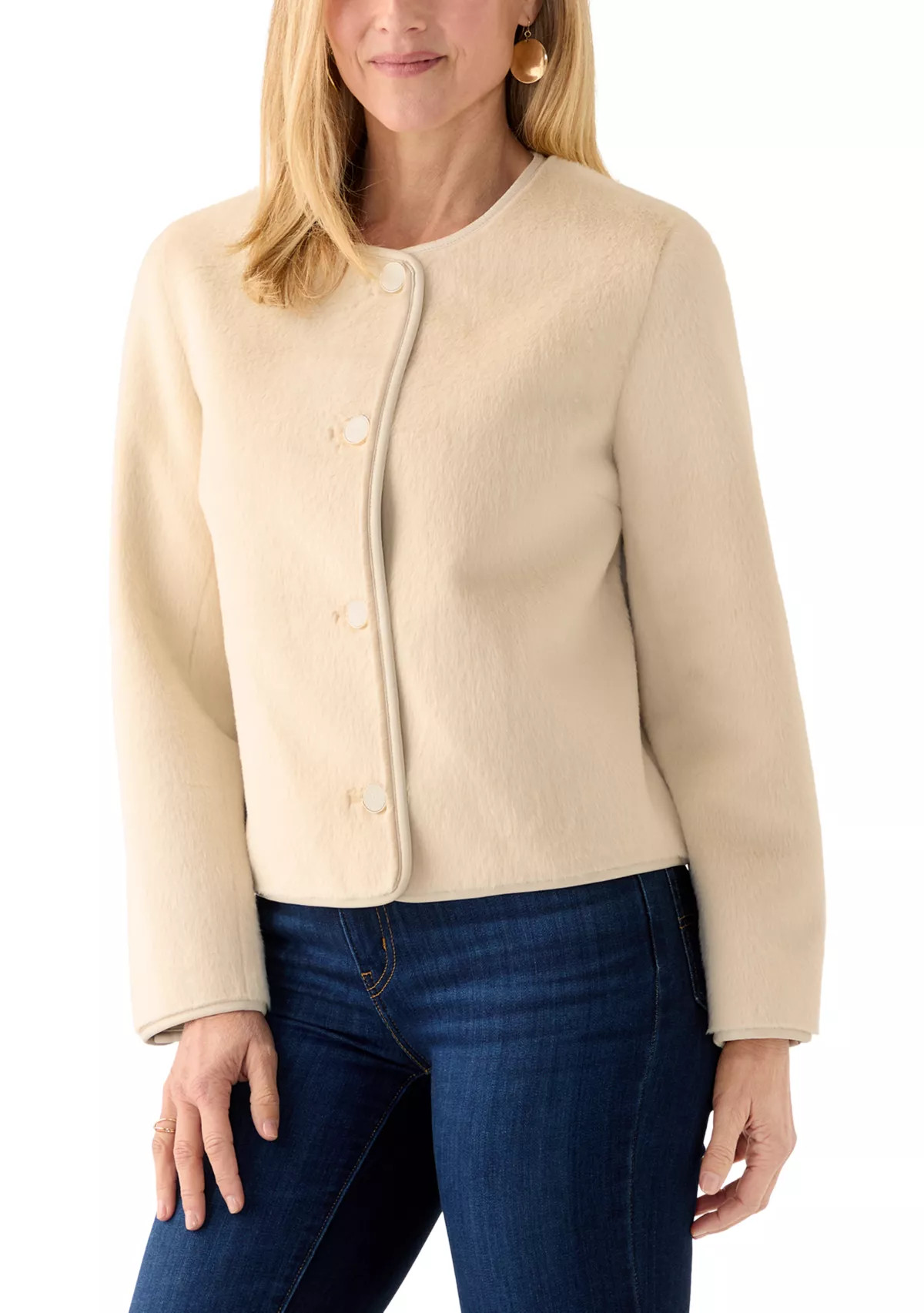 Women's Button Front Faux Fur Jacket | Belk