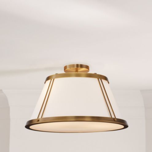 Camille Semi Flush Mount White Shade Drum Ceiling Light Fixture | Ballard Designs, Inc.