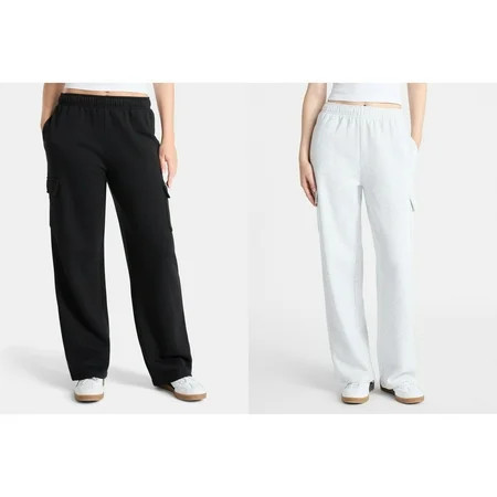 No Boundaries Fleece Cargo Wide-Leg Pants, 30'' Inseam, Women' | Walmart (US)