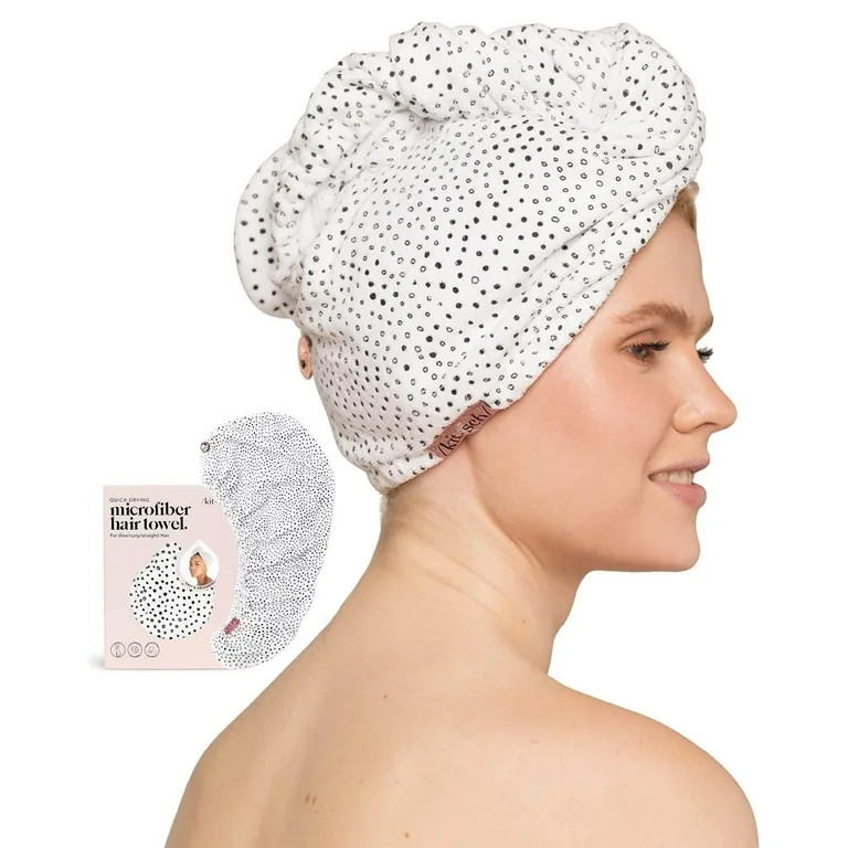 Kitsch Super Absorbent Microfiber Hair Towel Wrap, Micro Dot, 1 Count | Walmart (US)