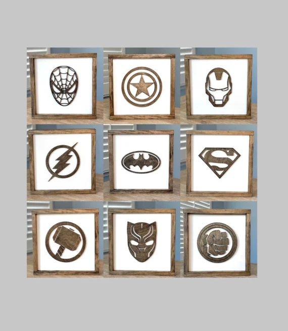 Superhero Wood Signs-Super Hero Wall Art-3D Superhero Signs-Wooden Marvel-Batman-Black Panther-Sp... | Etsy (US)