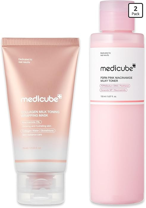 medicube Milky Glazed Donut Skin Duo: Collagen Glazed Milky Glow Wrapping Mask and PDRN Pink Niac... | Amazon (US)