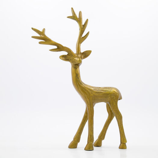 Gold Tone Metallic Reindeer Ornament | TK Maxx