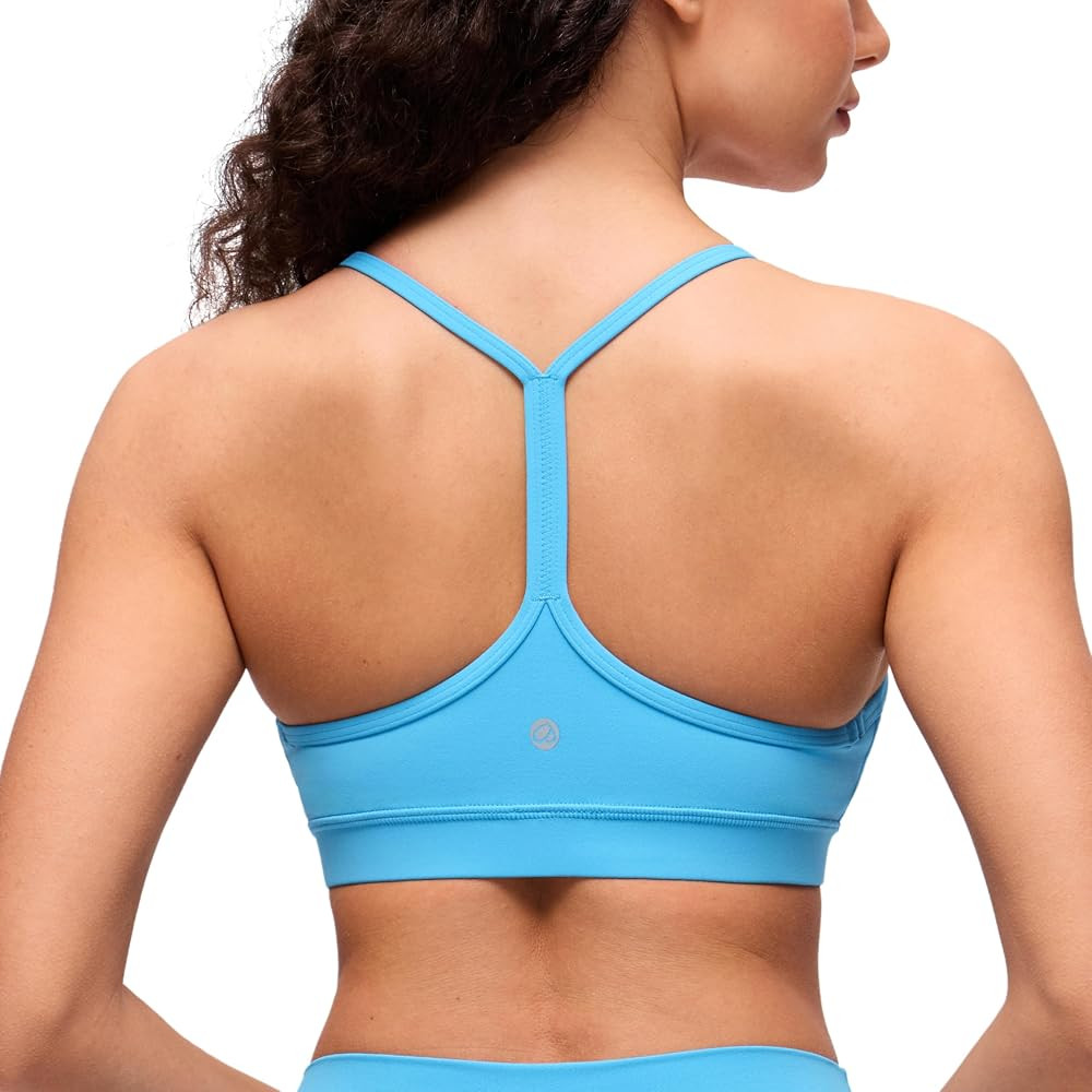 CRZ YOGA Butterluxe Y Back Sports Bras for Women - Padded Racerback Low Impact Spaghetti Thin Str... | Amazon (US)