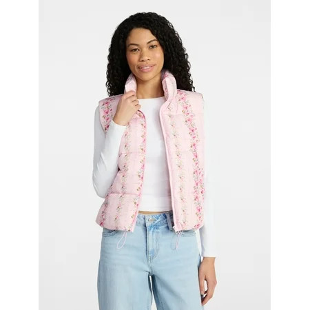 No Boundaries Puffer Vest, Lightweight, Women’s XXS-XXL | Walmart (US)