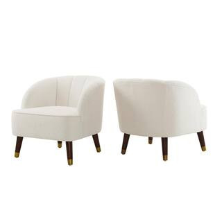 Heras Boucle White Modern Barrel Club Chair (2-Pack) | The Home Depot