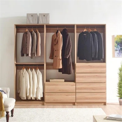 Home Imports Emporium Walk in Wood Closet System for Closet Room Open Concept Design Oak Finish Freestanding Configuration Durable Wood Storage Organi | Wayfair North America