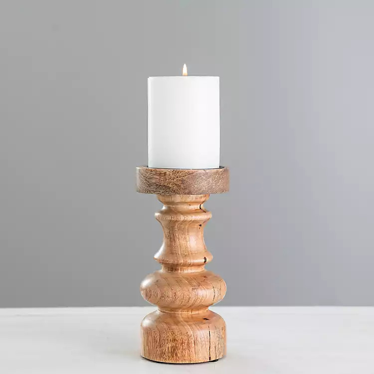 Carved Natural Mango Wood Candle Holder, 8 in. | Kirkland's Home
