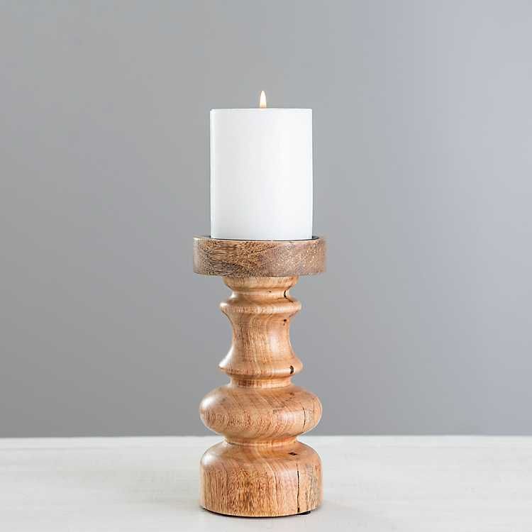 Carved Natural Mango Wood Candle Holder, 8 in. | Kirkland's Home